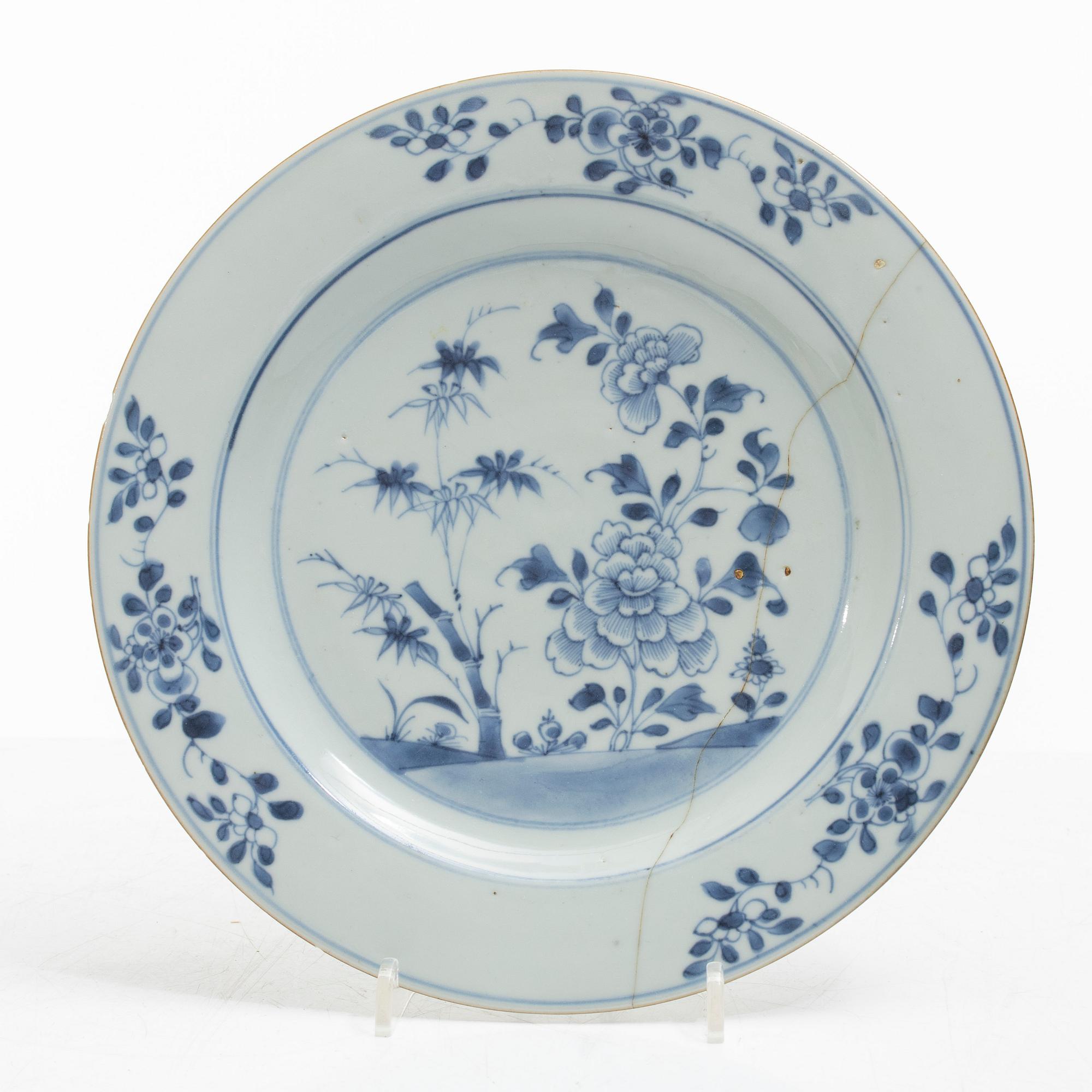 Eleven blue and white porcelain plates, China, Qing dynasty 18th century.