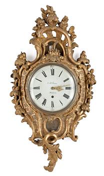 694. A Swedish Rococo 18th century wall clock by E. P Öhman.