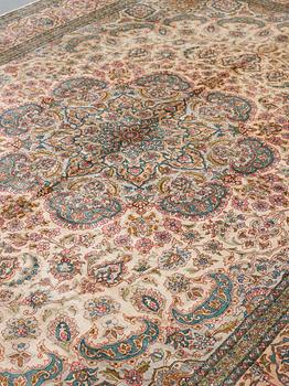 A CARPET, an old silk Turkey, ca 428 x 299-307 cm.