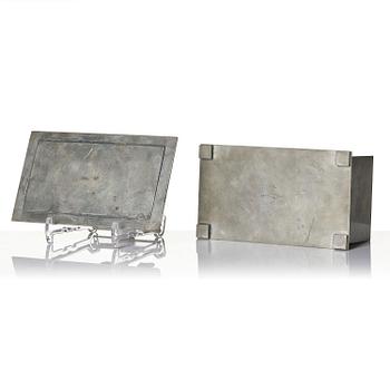 Oscar Antonsson, a "Hästbetvingaren" (Tamer of Horses) pewter box, Ystad-Metall, Sweden, 1932.