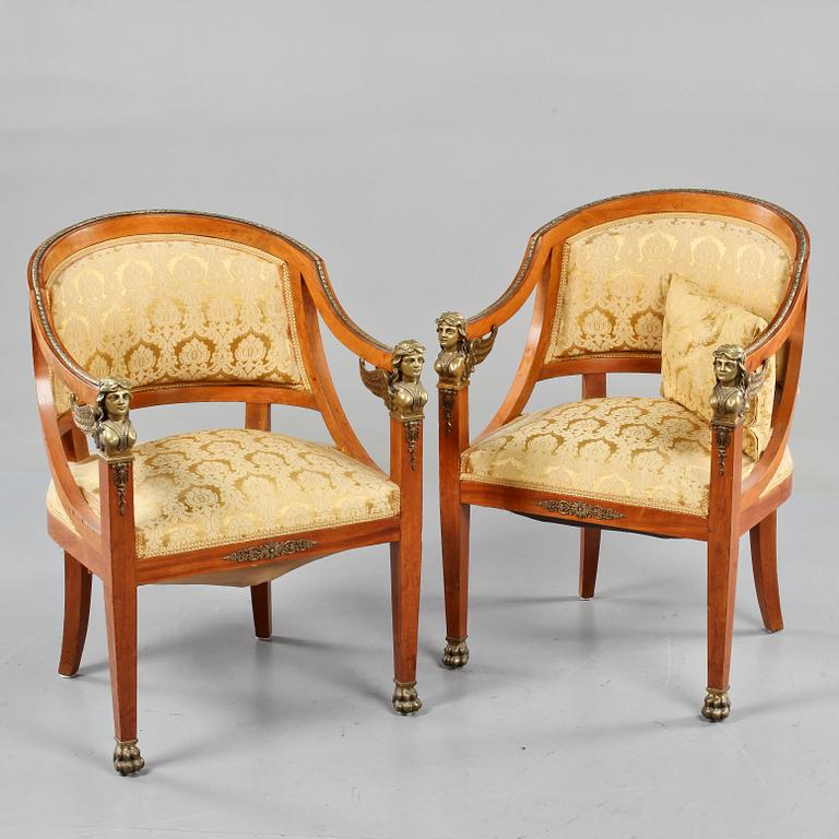 FÅTÖLJER, ett par, empire-stil, 1900-talets första del.