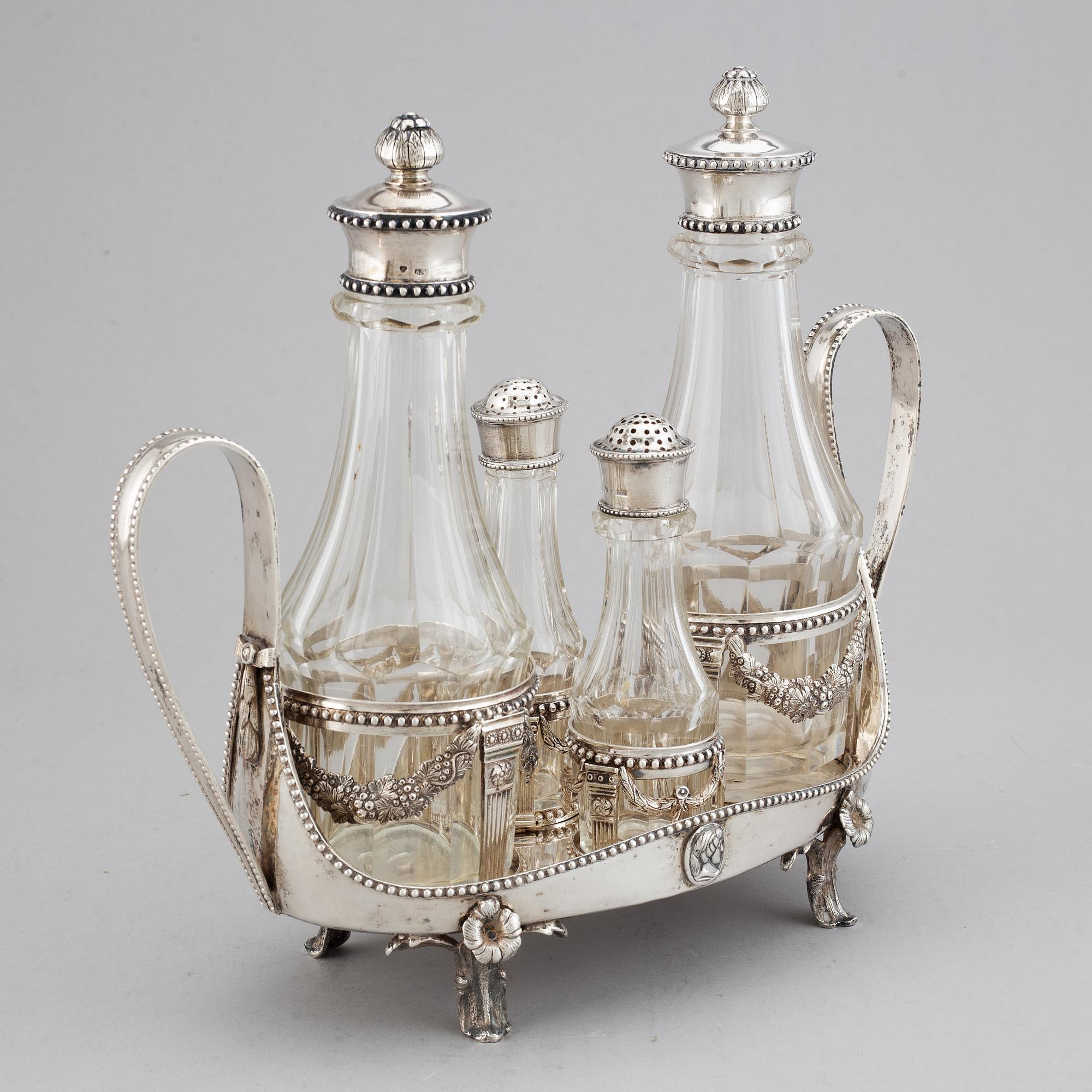 A Swedish Gustavian silver cruet-set, Anders Brandt, Norrkoping 1786.