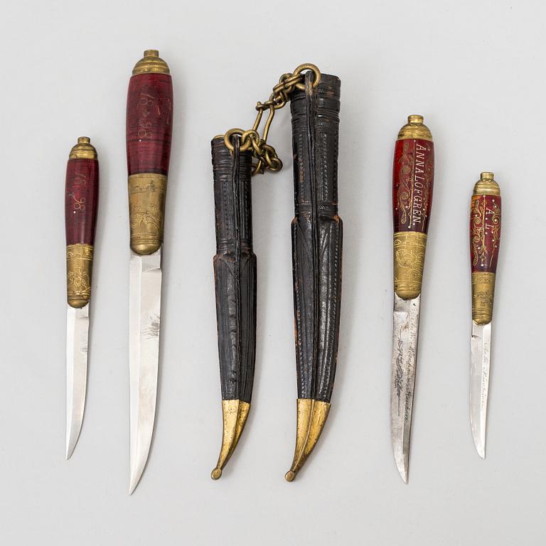 Two puukko double knives by Antti Mäenpänen Finland dated 1898.