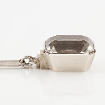 Wiwen Nilsson, a necklace, ring and pendant chain with pendant, silver with rock crystal, Lund 1947.