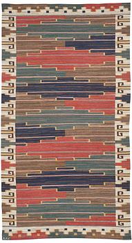 677. CARPET. "Blå heden". Flat weave (rölakan). 337 x 180,5 cm. Signed MMF.