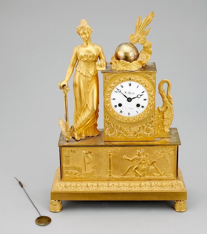 BORDSPENDYL, brons. Wilhelm Pauli, Stockholm 1802.