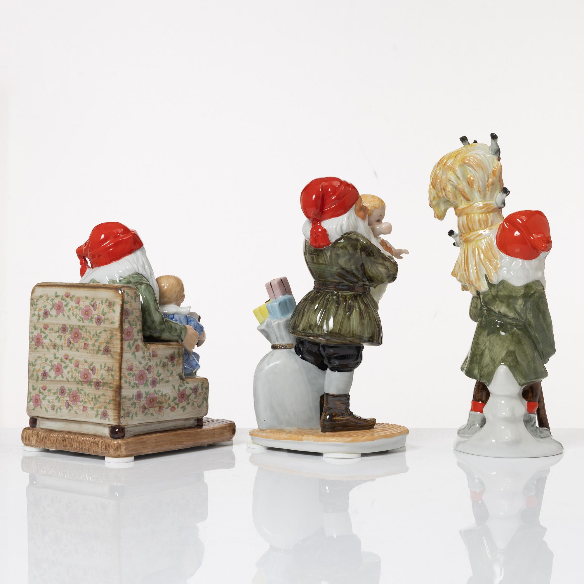 Jenny Nyström, after, gnome figurines, 6 pcs, porcelain, Kalmar Läns Museum.