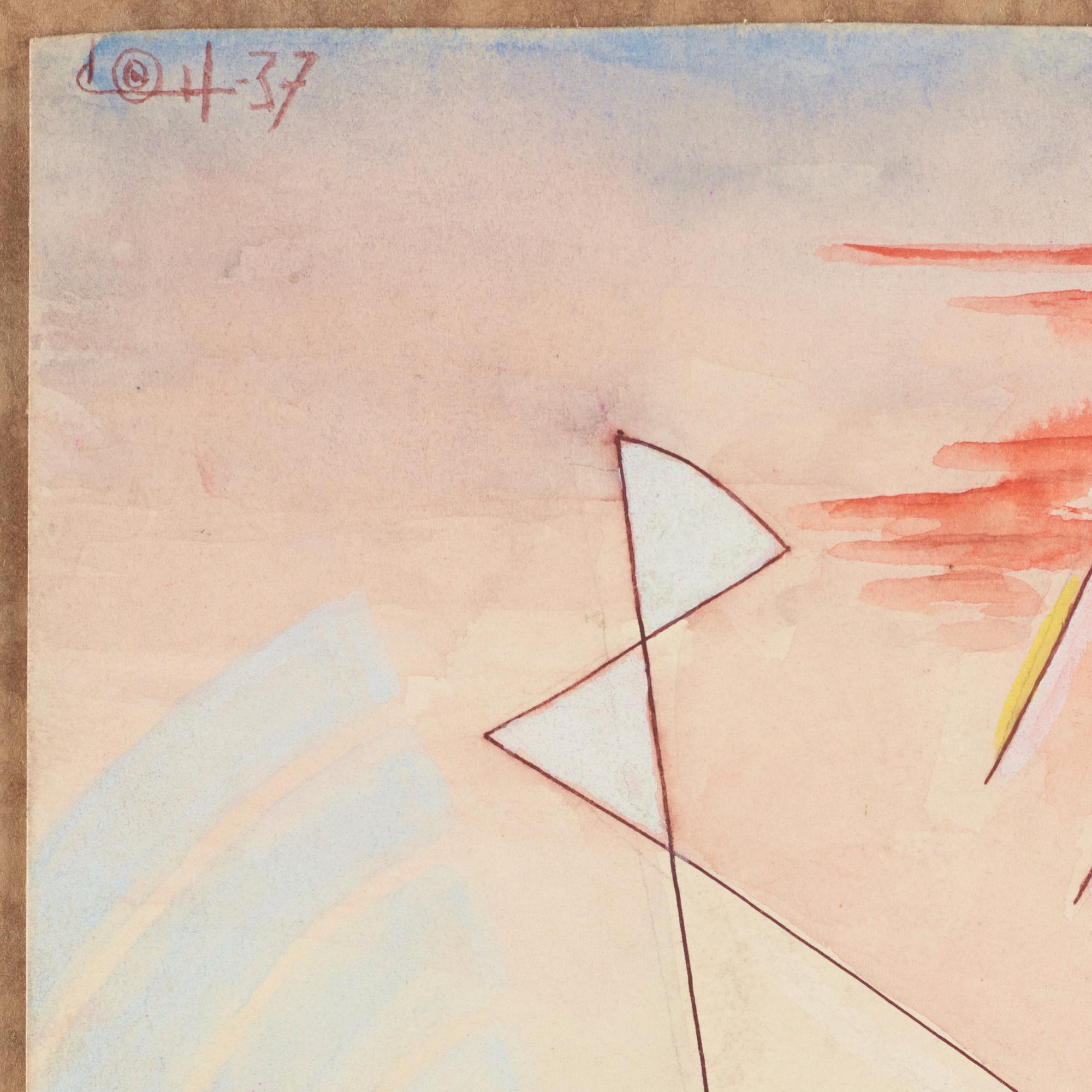 CO Hultén, gouache på papper, signerad och daterad -37.