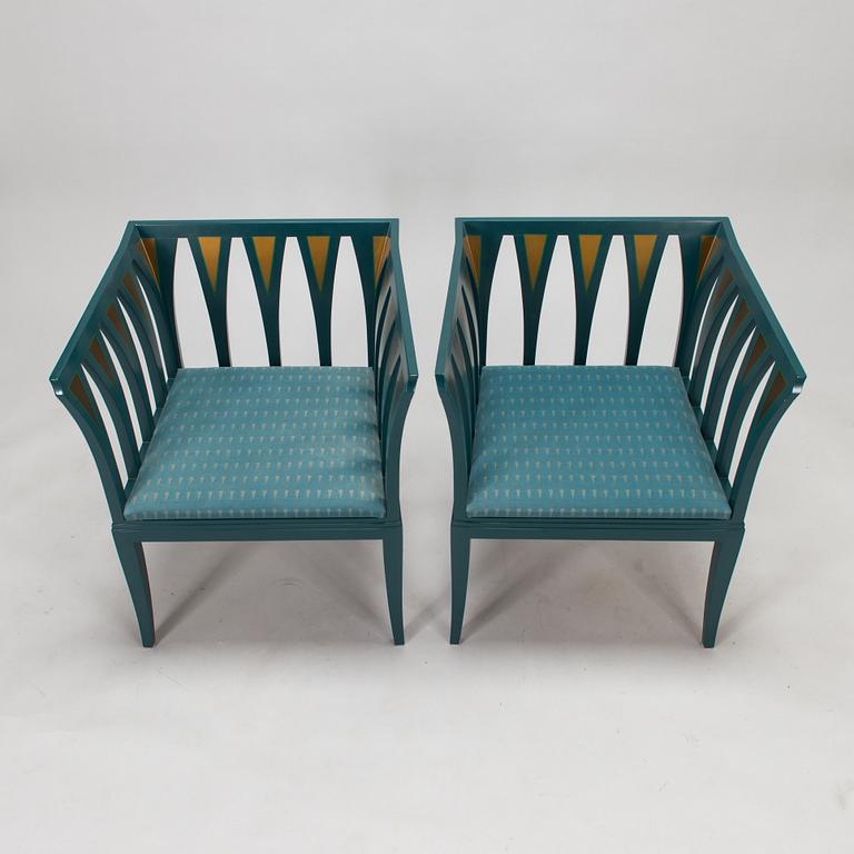 Eliel Saarinen, A pair of "The Blue Chair" armchairs Adelta, Finland 1983.