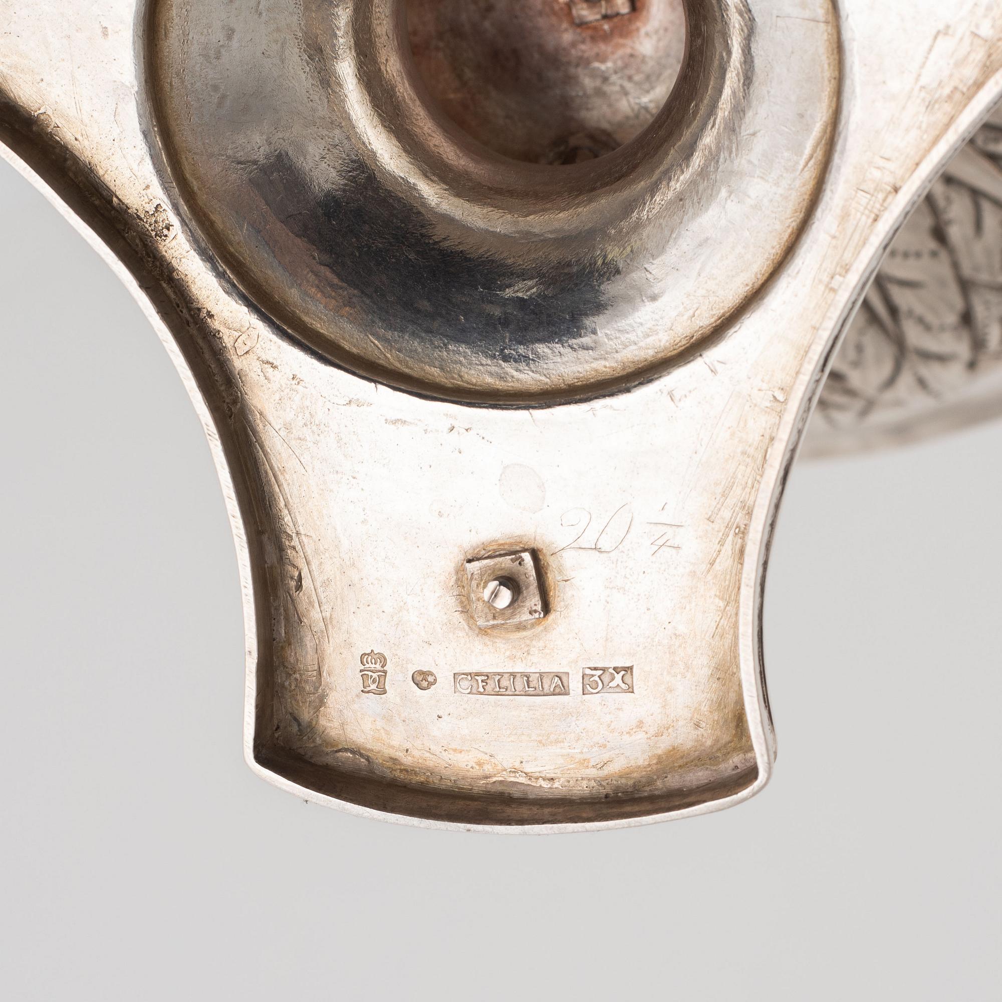 Carl Fredrik Lillja d ä, skål på fot, silver, empire, Karlskrona 1828.