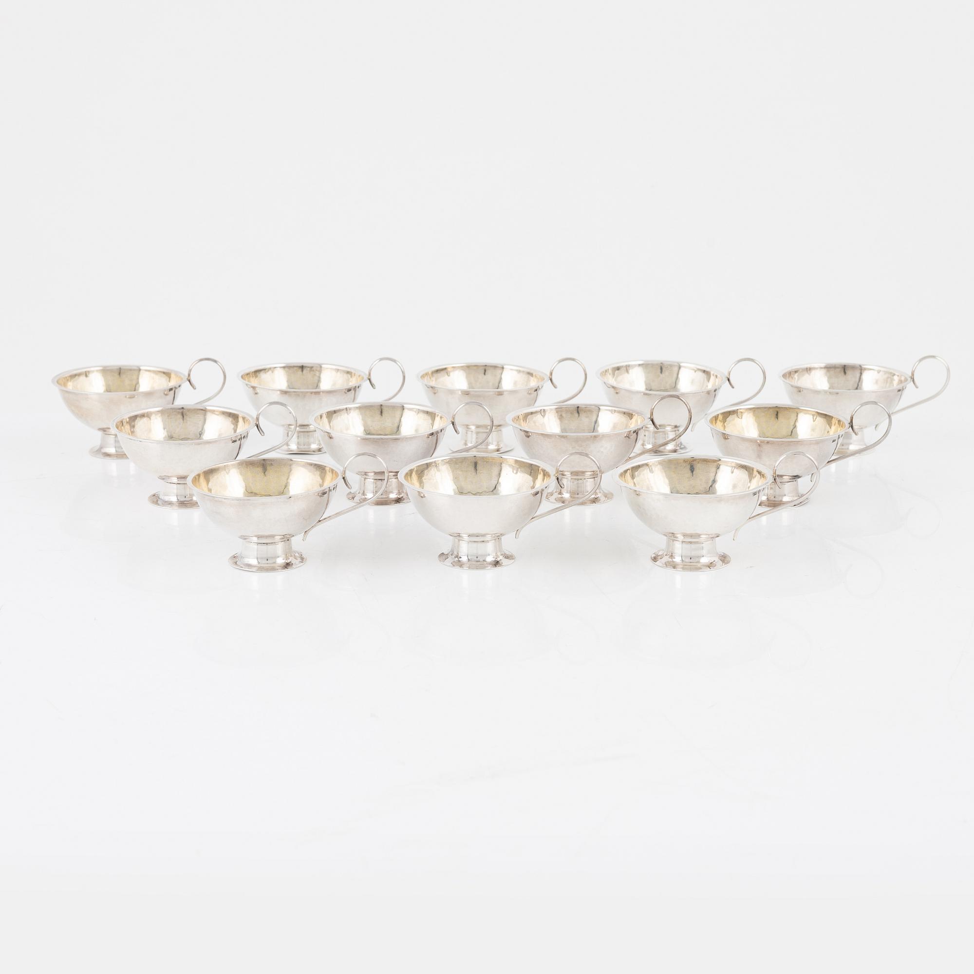 Punschmuggar, 12 st, silver, Forslunds, Boden 1940.