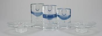 LJUSSTAKAR, 3+2 st, glas, Timo Sarpaneva, Polar samt Bolero, Iittala 1970-80-tal.