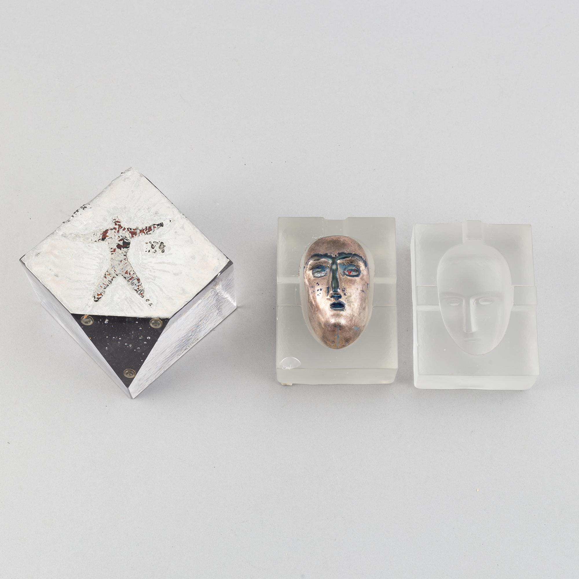 Bertil Vallien, two glass sculptures, Kosta Boda.
