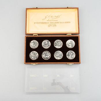 Harald Salomon, a set of eight sterling silver medals "The Fairy Tale Series" Hans Christian Andersen, numbered 783/1000.