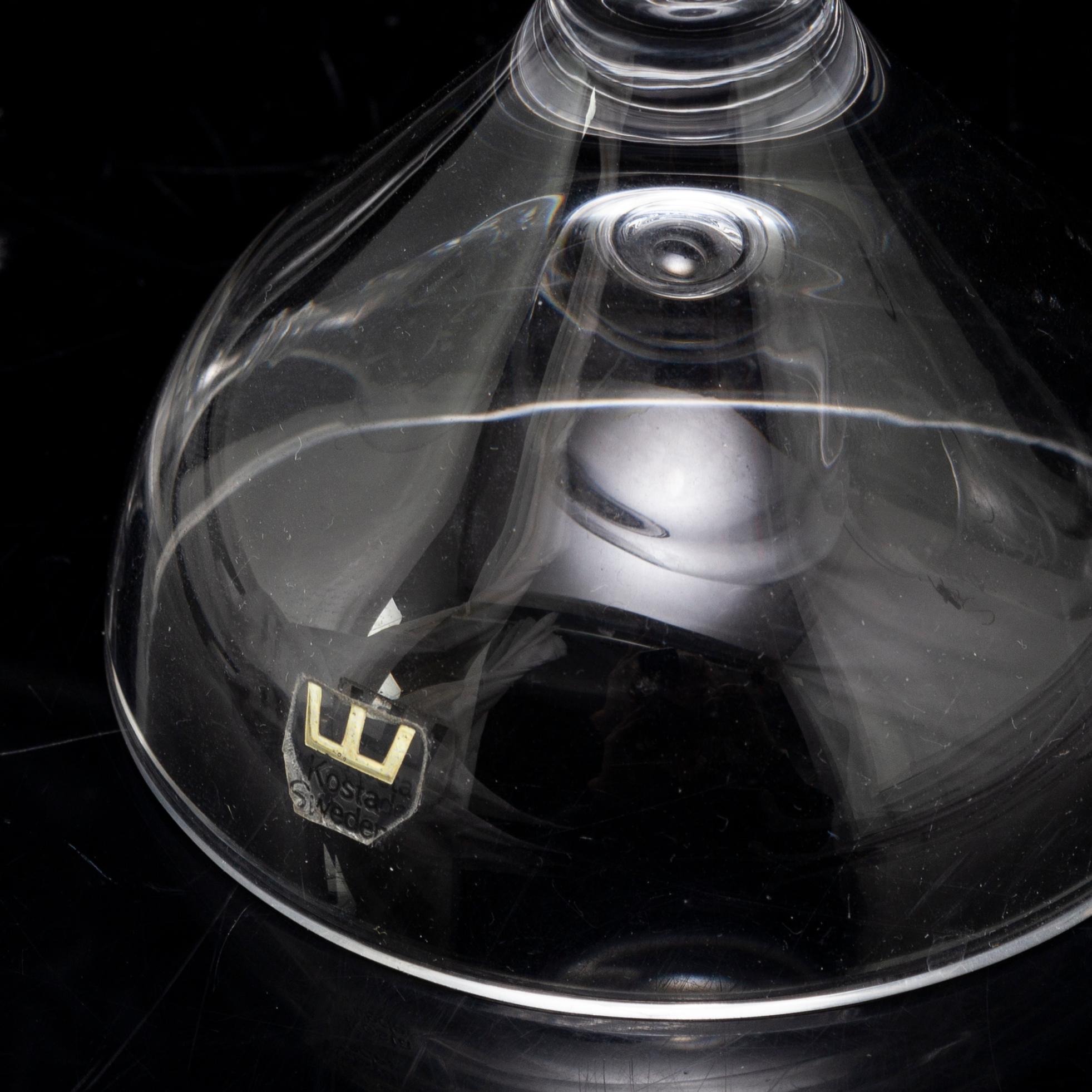 Three glass vases, from Orrefors and Kosta, first half of the 20th century.
