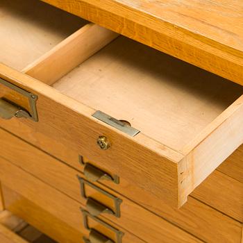A Billnäs oak wood archive cabinet, Finland mid-20th century.