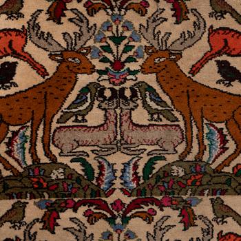 A rug, Old Persian figural, ca 190 x 82 cm.
