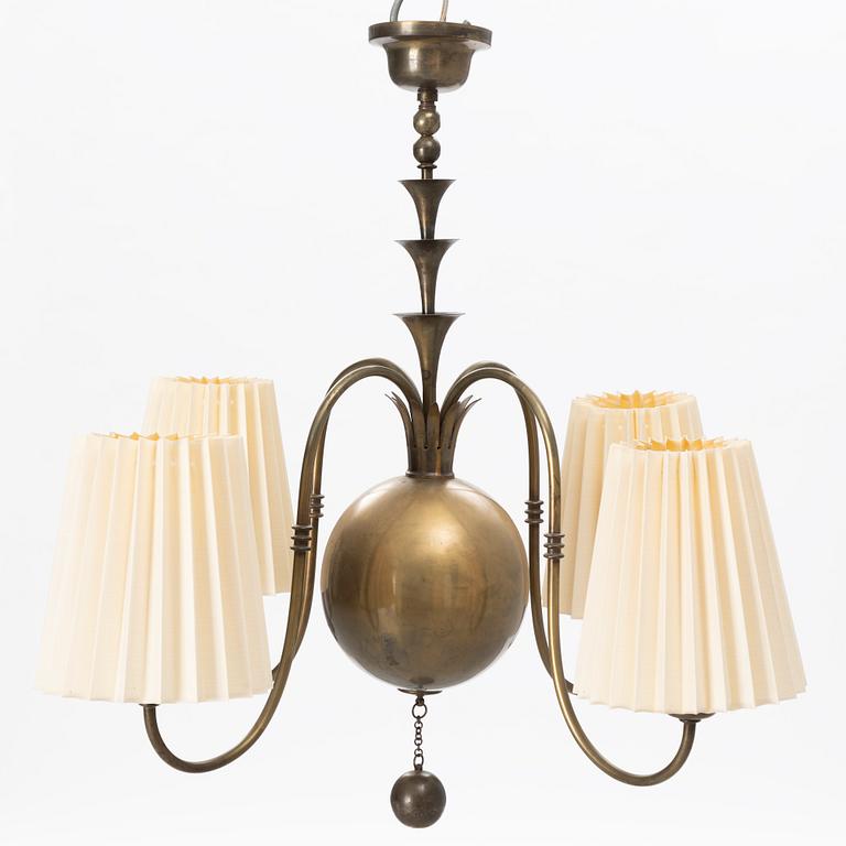 Elis Bergh, a brass ceiling lamp, C.G. Hallberg, Sweden, 1920s.