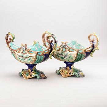 A pair of Gustavsberg majolica jardinière 1890's.