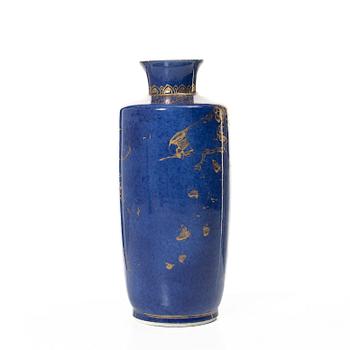 A Chinese powder blue vase / flask, Qing dynasty, Qianlong (1736-95).