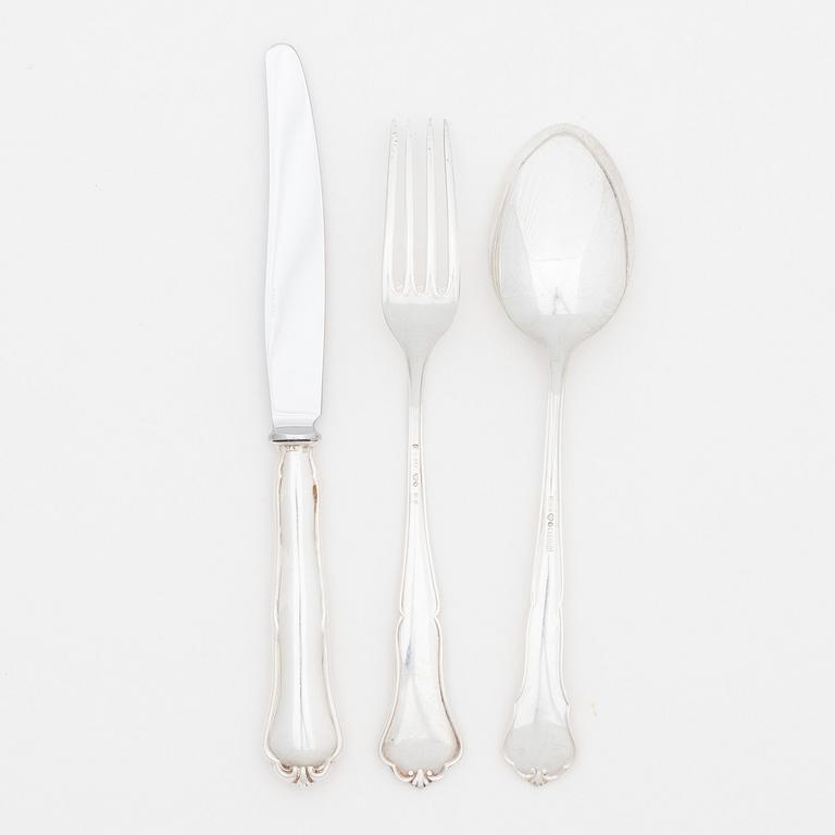 An 18-piece Swedish silver cutlery set, model 'Hansa', marks of CG Hallberg, Stockholm, including 1960.