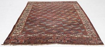 An antique Yomut main carpet, West Turkmenistan, c. 303 x 179 cm.