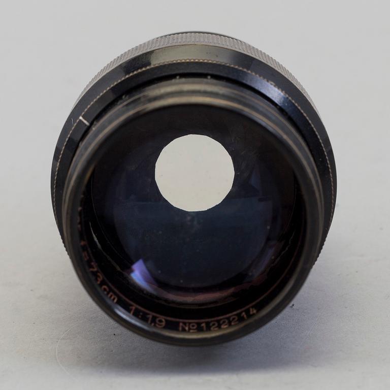 Hektor f=7,3 cm 1:1,9 lens no 122214, Ernst Leitz, Wetzlar.