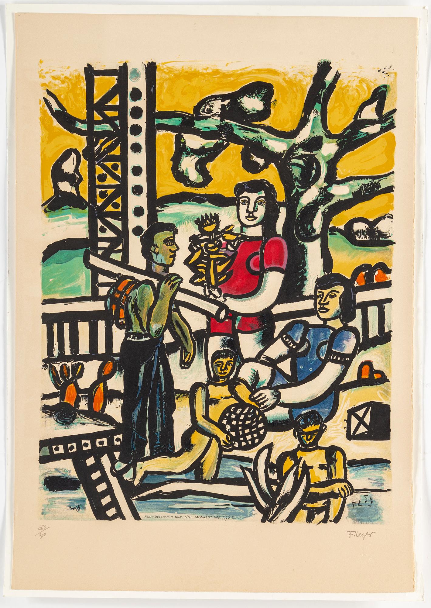 FERNAND LÉGER, efter, färglitografi signerad i trycket och daterad -53. Numrerad 268/300.