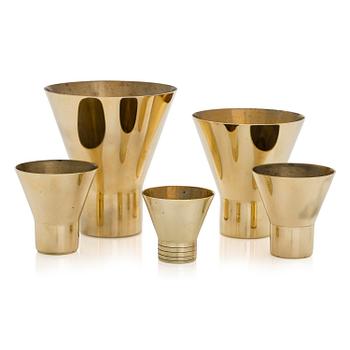 Paavo Tynell, a set of five 1930/1940s beakers made by Taito.