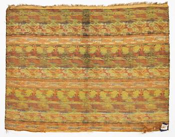 A Mugul style brocaded silk and metal panel, 65 x 67 cm, Persia, 18th century.