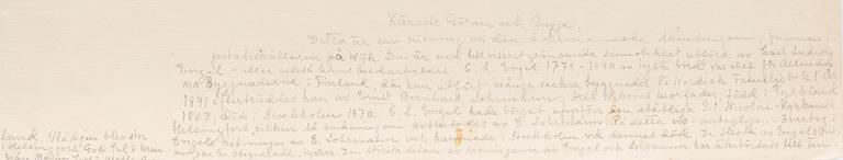 AKVARELLER/RITNINGAR, 3 st. tillskrivan Carl Ludwig Engel (1778-1840), ej signerade.