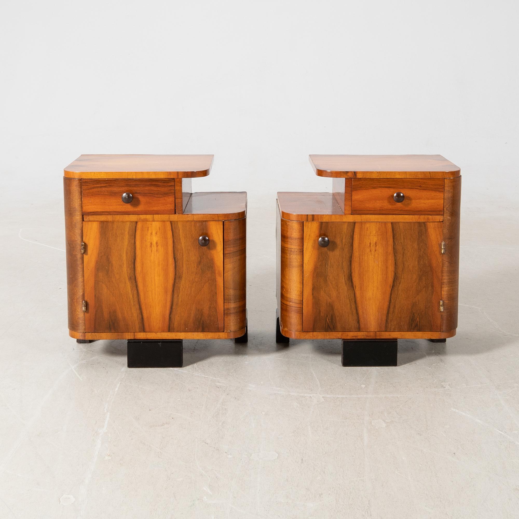 Sängbord, ett par, Art Deco 1900-talets första hälft.