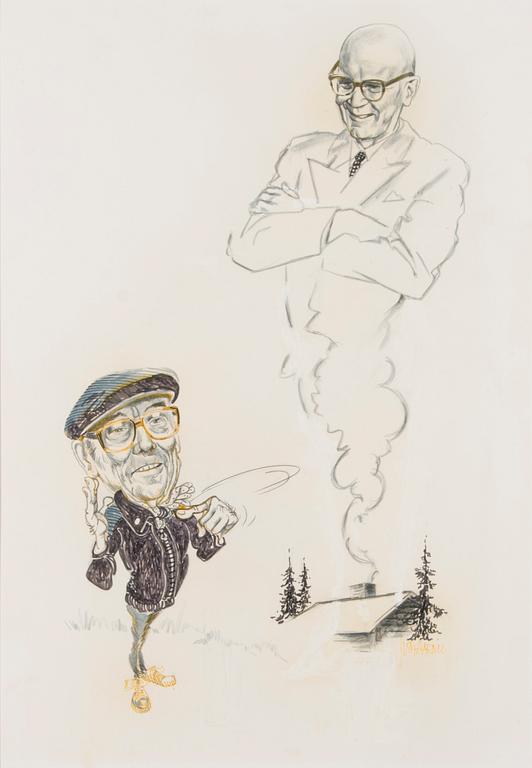 JUSSI AARNIO, piirros, sekatekniikka, signeerattu.