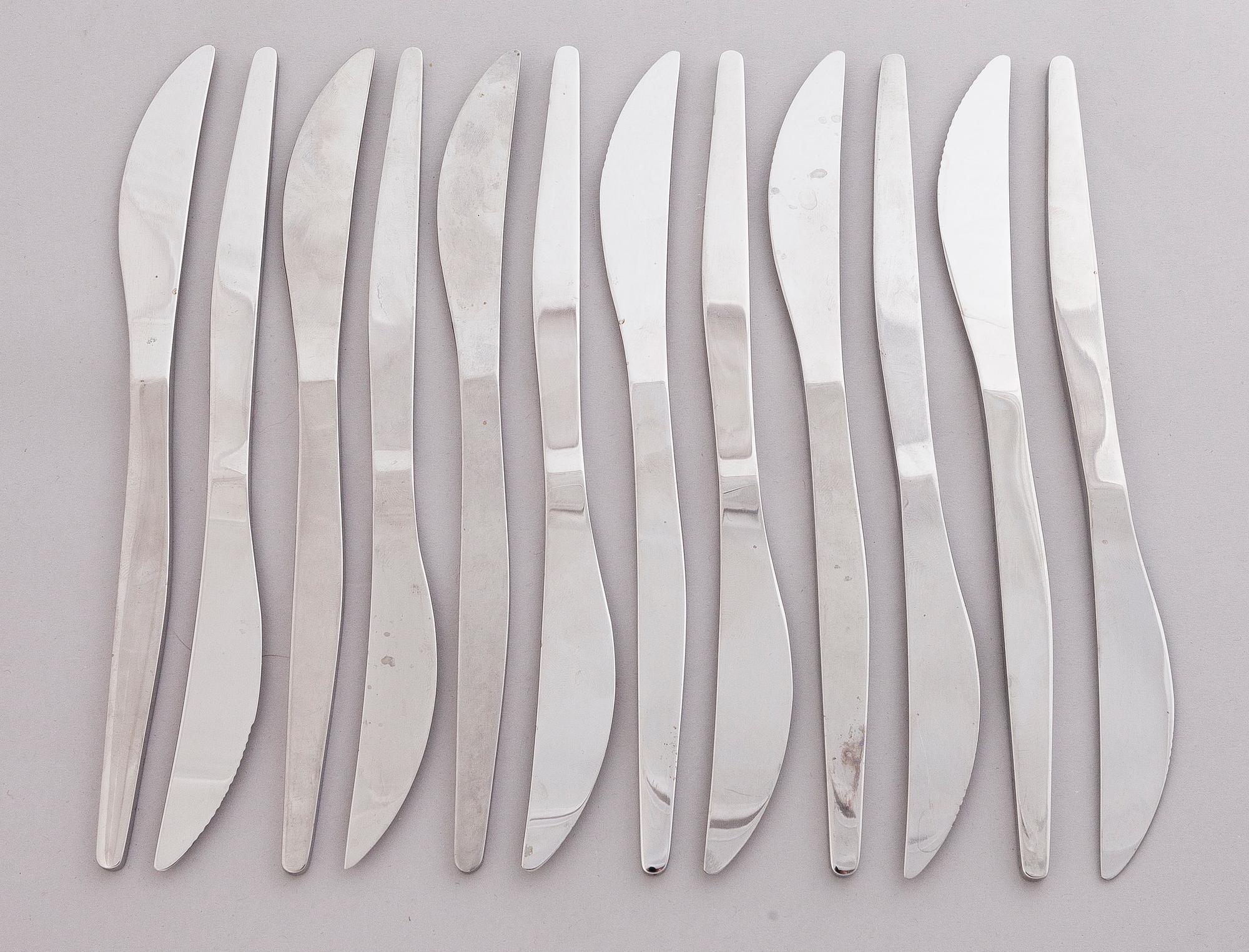 ILMARI TAPIOVAARA 1960s 122-piece Set of Polar Flatware for Hackman, Finland.