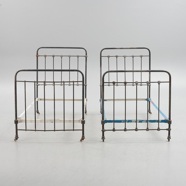 Two metal bed-frames from Nordiska Kompaniet, early 20th century.