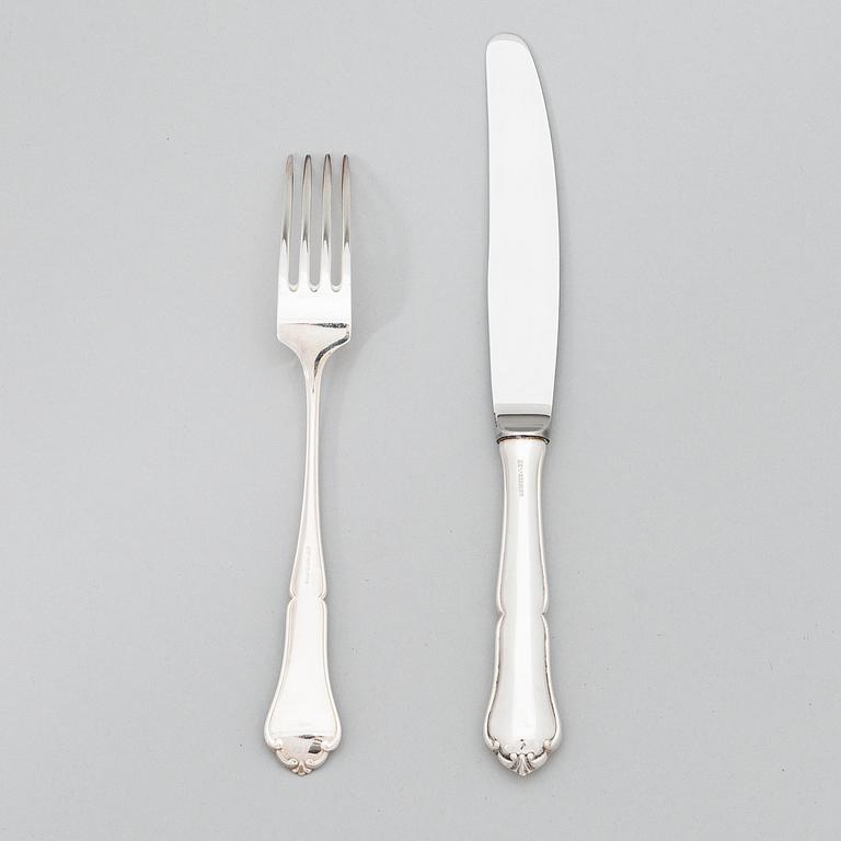 A 24-piece set of 'Chippendale' silver cutklery,  Kultateollisuus oy, Turku, Finland 1978-79.
