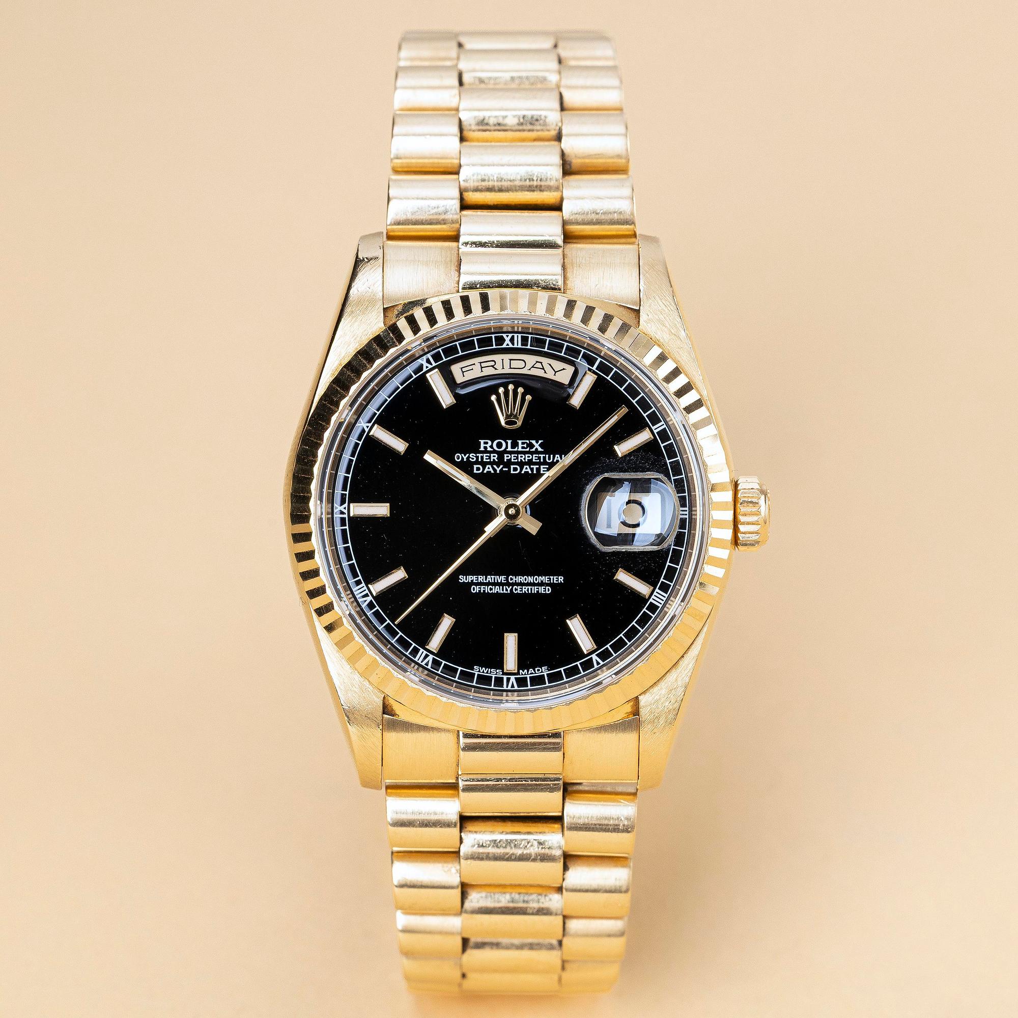 Rolex, Day-Date, "Black & Champagne Dial", ca 1998.