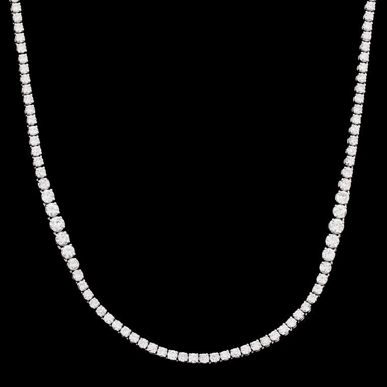 A long riviérè necklace, tot. app. 25.70 cts.