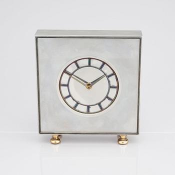 Estrid Ericson, a pewter and brass table clock, Svenskt Tenn Stockholm 1930.