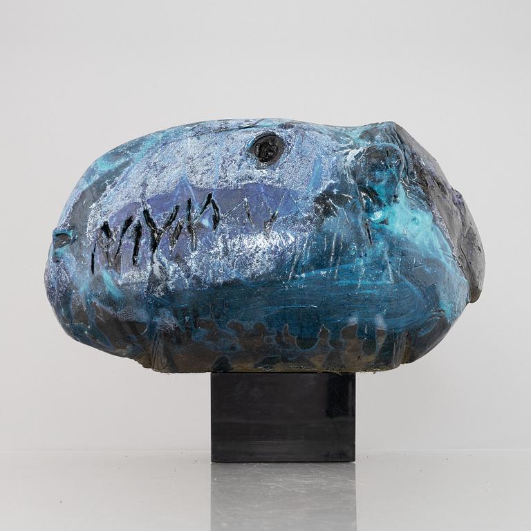 Henrik Allert, a stoneware sculpture of an animal's head, signed.