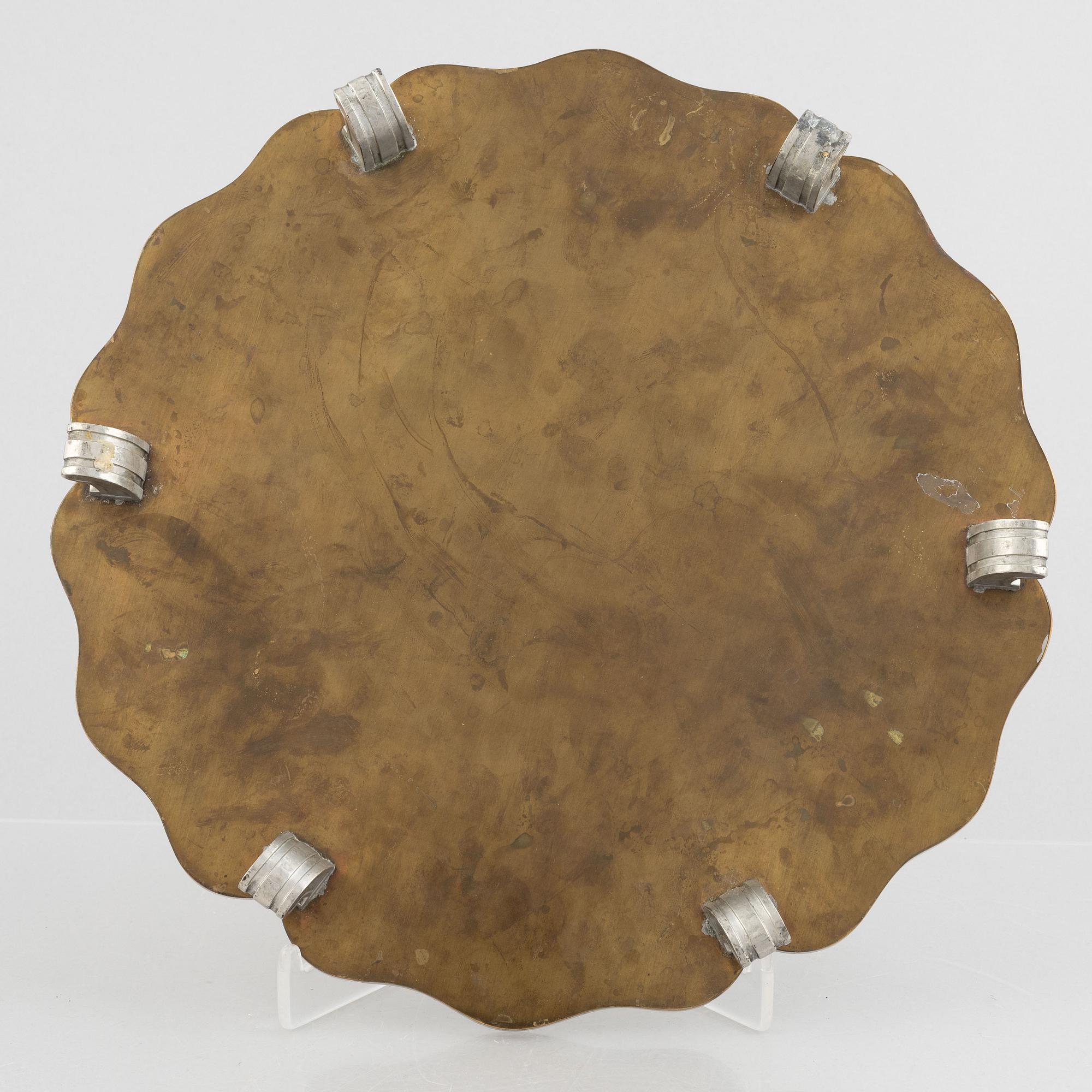 Svenskt Tenn, a pewter and brass centrepiece, unmarked, probably mid 1900s.