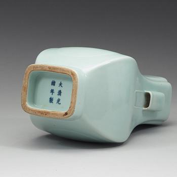 A pale celadon vase, Qing dynasty with Guangxus six character mark and period (1874-1908).