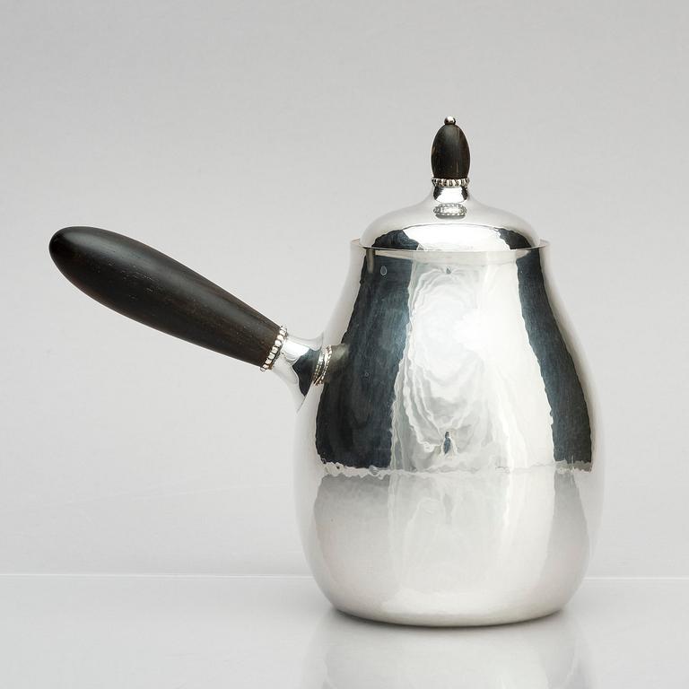 Georg Jensen, a sterling silver 3 pieces coffee set, Copenhagen, Denmark, after 1945, design no 80A.