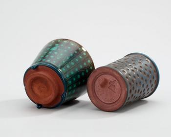 WILHELM KÅGE, vaser, 2 st, farstagods, Gustavsberg Studio, bl a 1950.