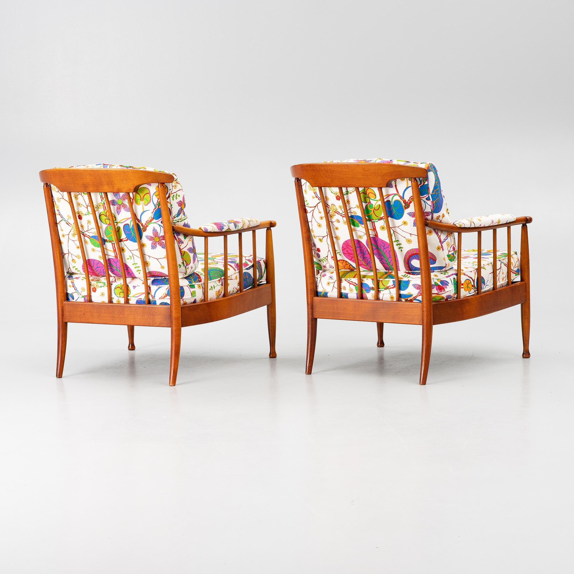 Kerstin Hörlin-Holmquist, a pair of 'Skrindan' easy chairs, OPE, second part of th 20th century.