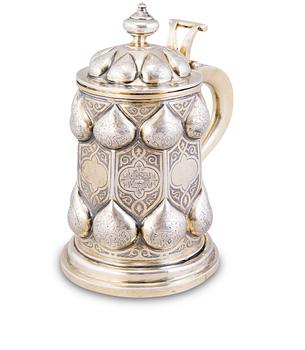 95. A TANKARD, silver, partly gilt, Moscow 1862, unidentified goldsmith C.B.C.