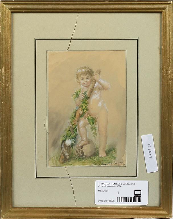 MÅRTEN ESKIL WINGE, akvareller, 2 st, sign o dat 1890.