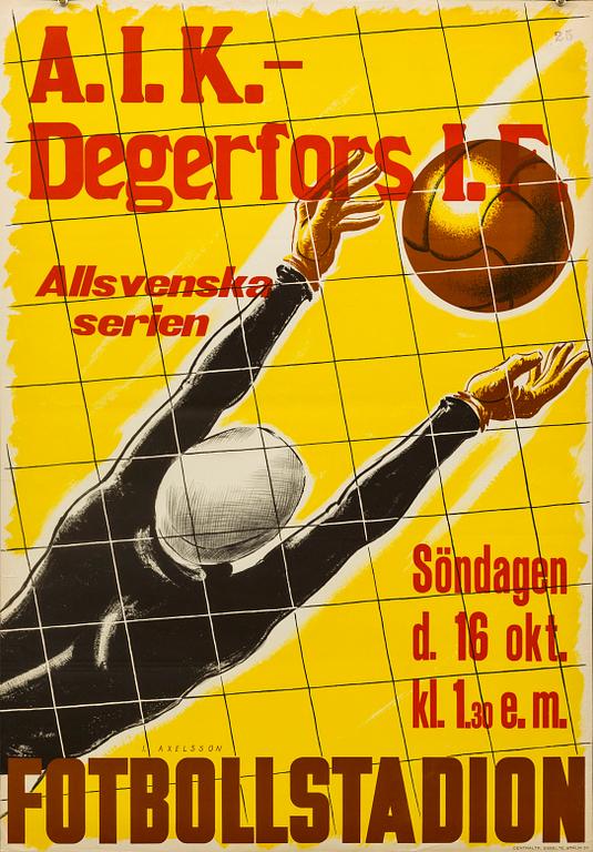 AFFISCH, "A.I.K. - Degerfors I.F.". 1937.