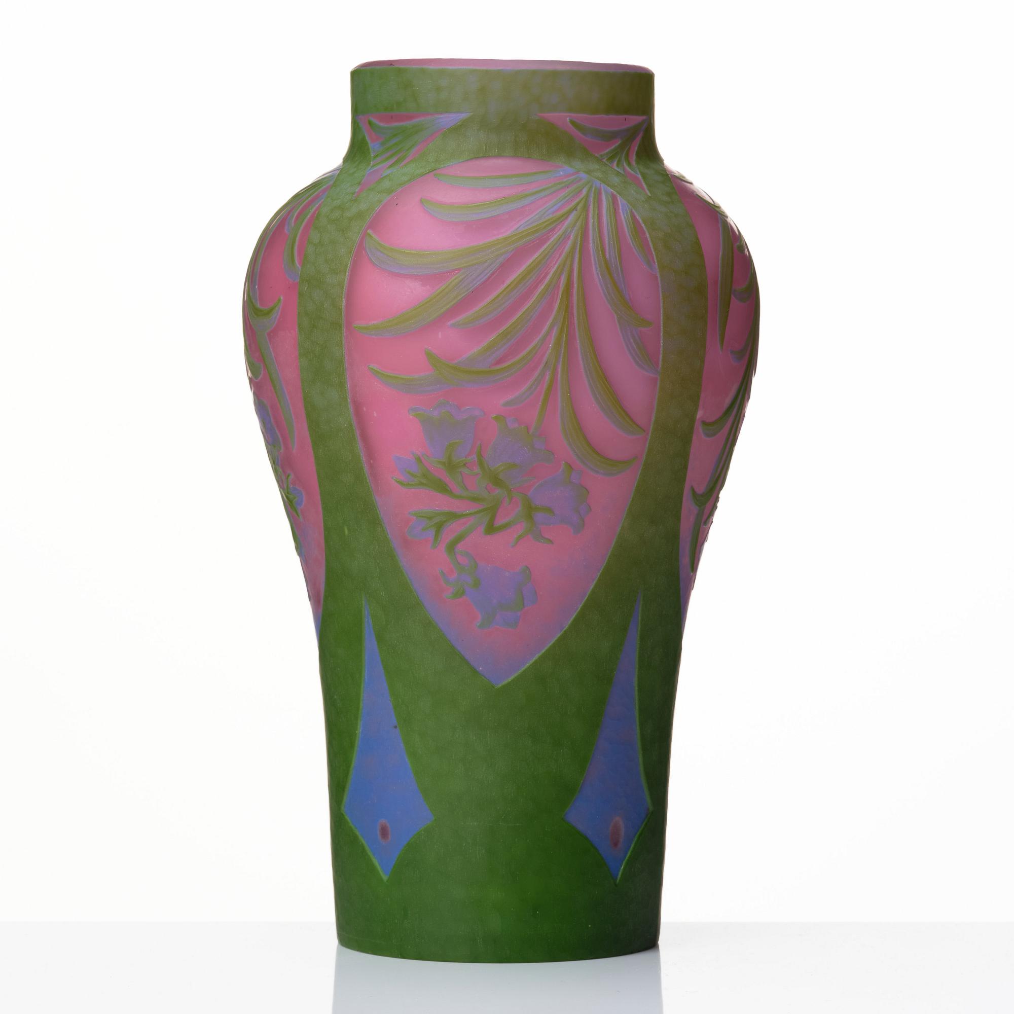 Axel Enoch Boman, a unique Art Nouveau cameo glass vase, Reijmyre, Sweden 1913, no 312.