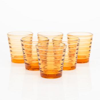 Aino Aalto, a set of six 1930's '4056 Böljeblick'  liquor glasses for Karhula Glassworks.